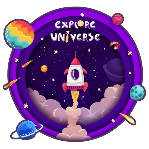 Space Explorers Theme Blast Off Transparent Sticker